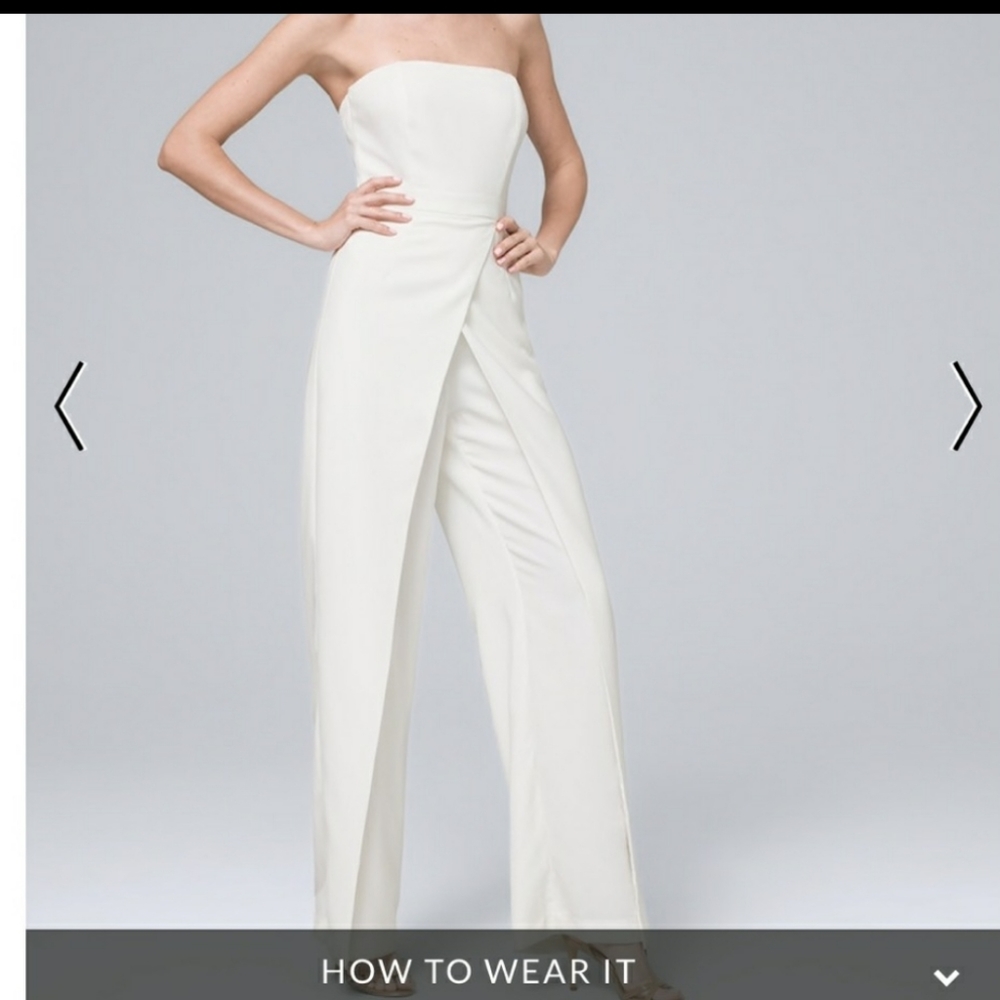 WHBM white wide leg jumpsuit, size 0